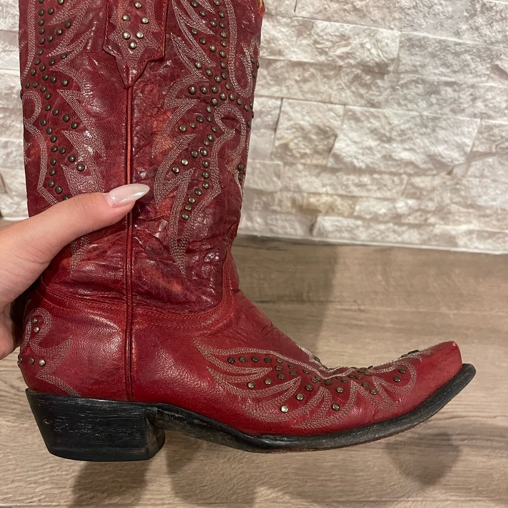 OLD GRINGO Red Embroidered Western Studded Cowboy Boots - Picture 8 of 14